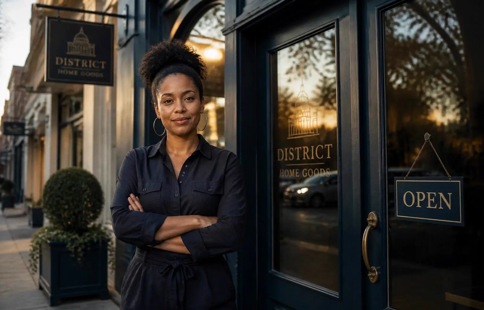 Small business owner outside her Washington, DC storefront
