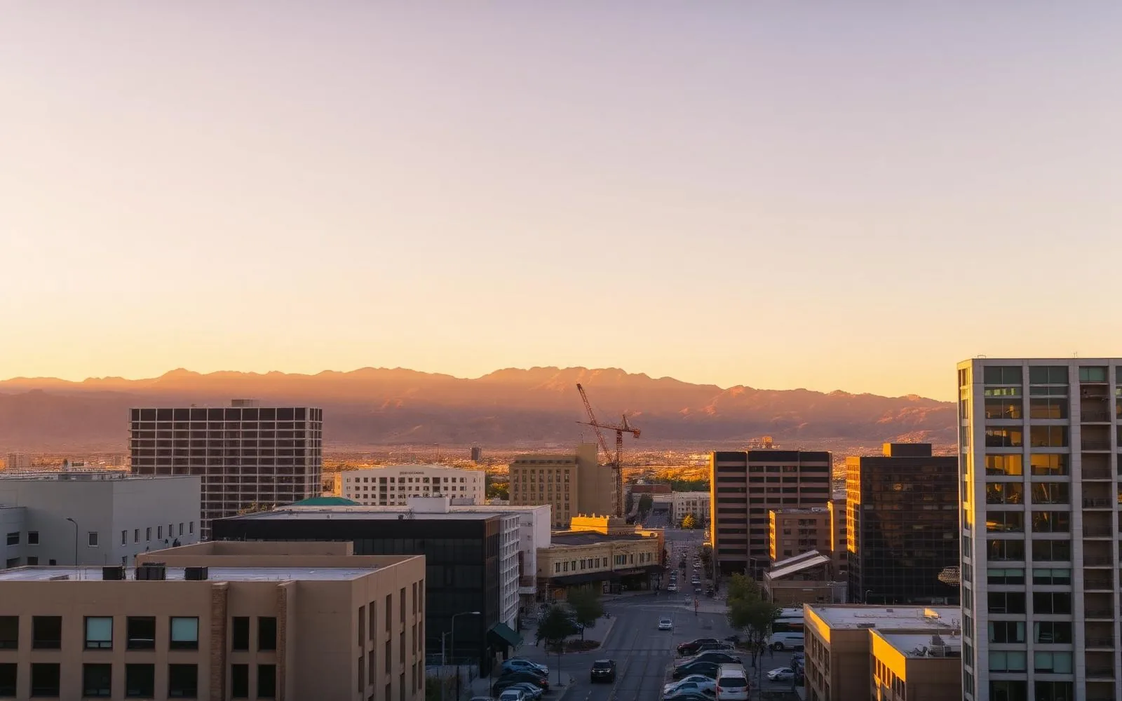 El Paso skyline at golden hour with the Franklin Mountains