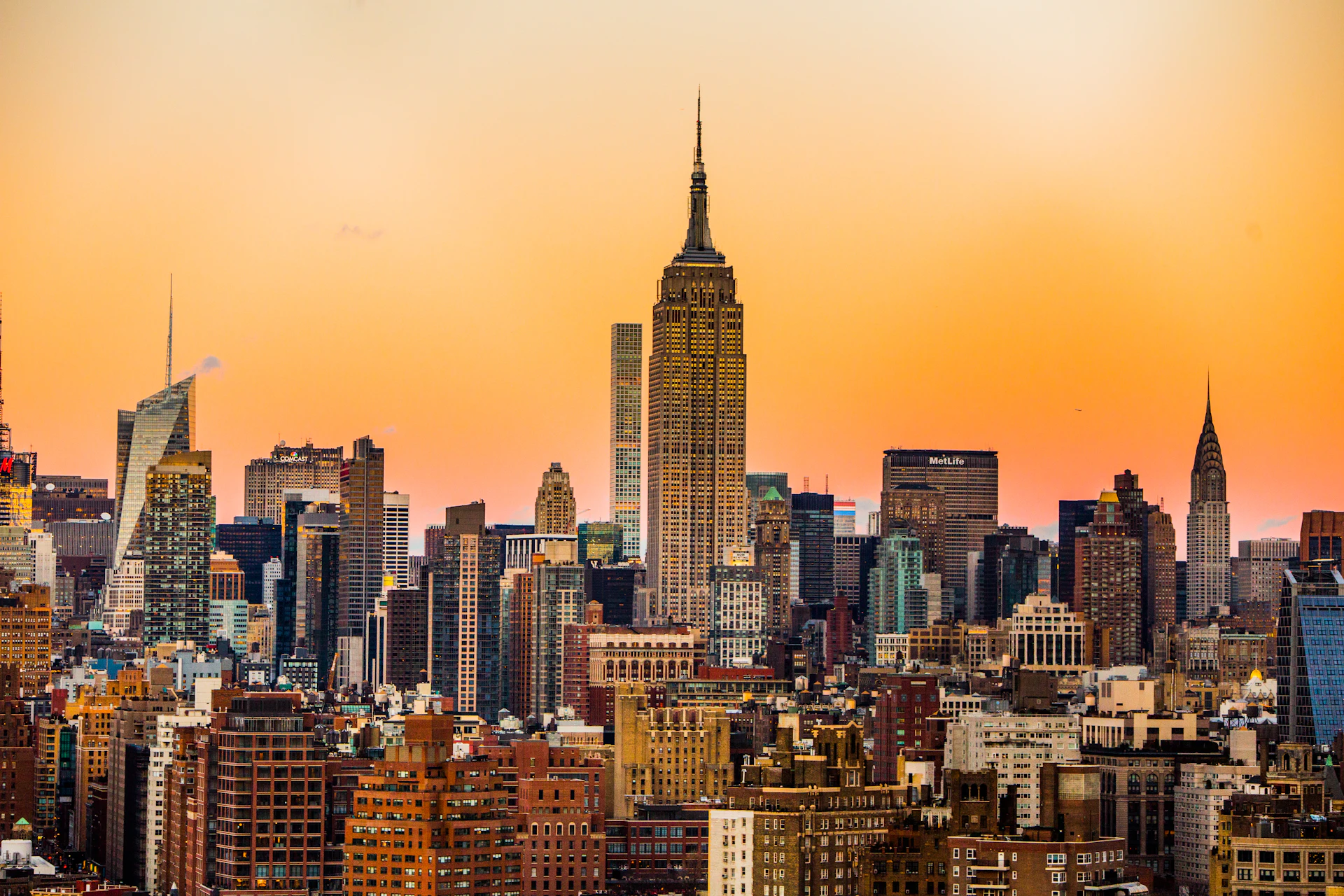 Aerial view of Midtown Manhattan looking south